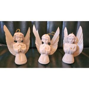 Set of three, Vintage Praying Angels, Carved from Balsa Wood